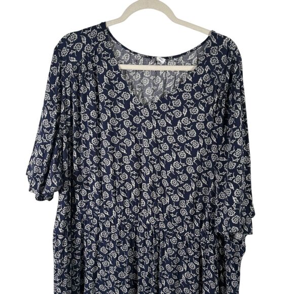 Old Navy Navy Blue Ditsy Floral Midi Dress Flowy Travel Womens Plus Size 4x - Picture 2 of 6